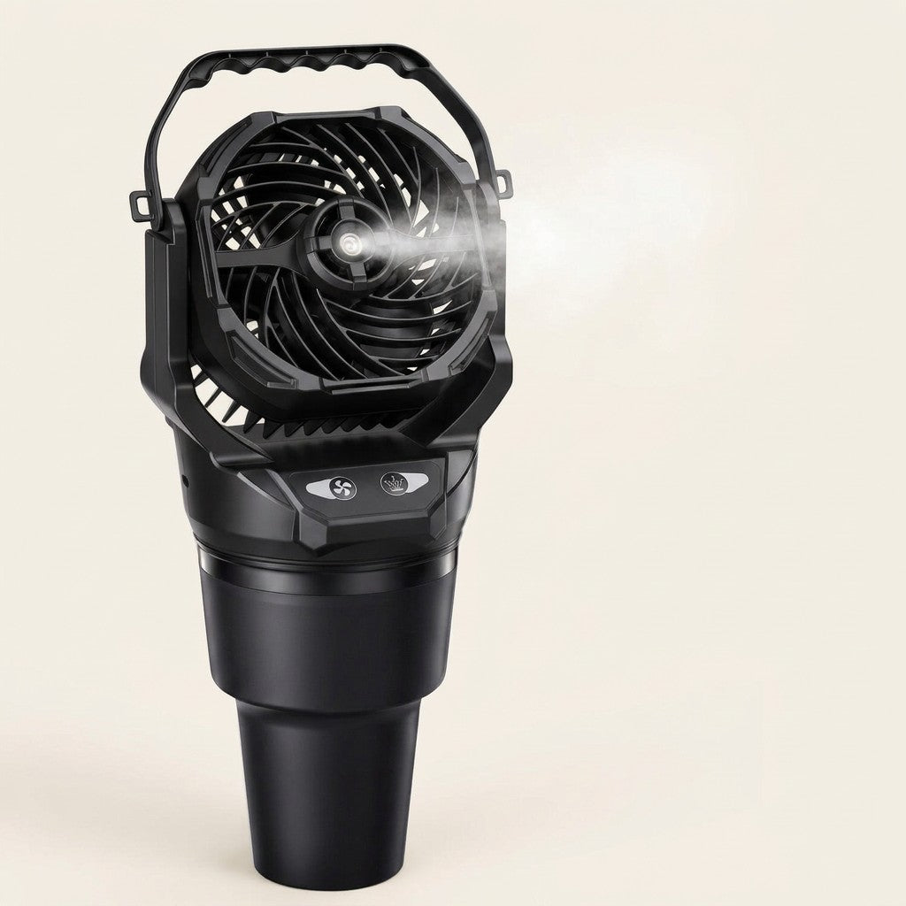 Chill Isle Breeze cup-holder misting fan, front view