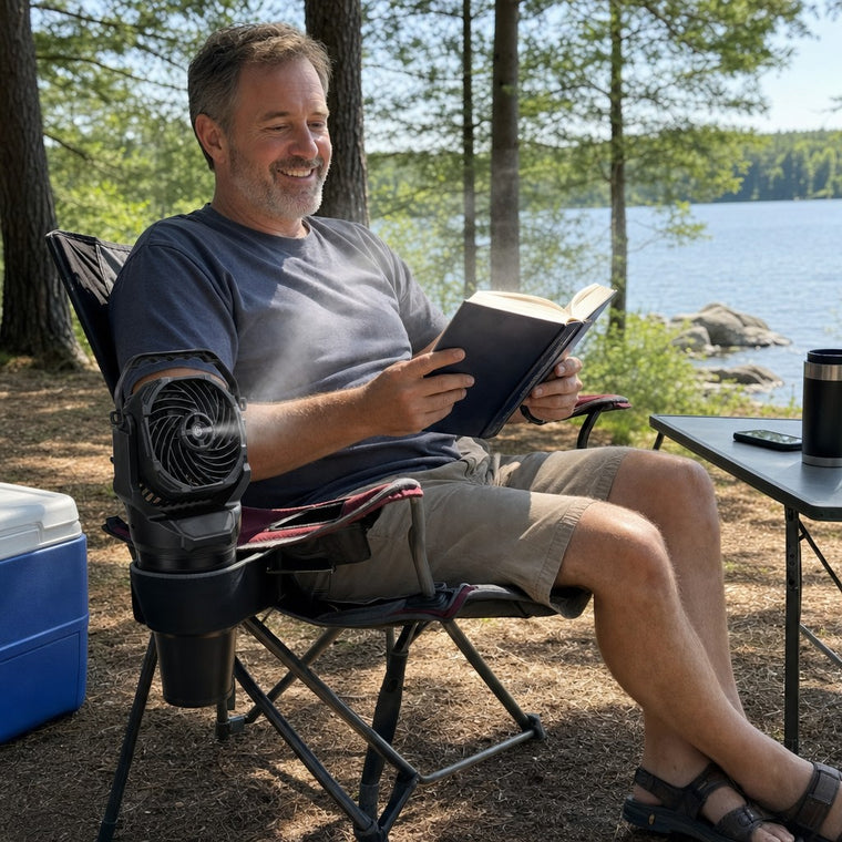 Chill Isle Breeze misting fan, camping